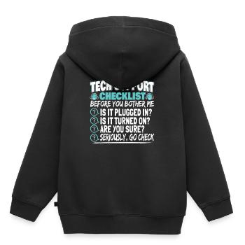 Tech Support Checklist Administrator Techniker - Kinder Premium Organic Hoodie - Schwarz - Hinten - AI Model Kid Male (0cm)