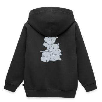 Flusspferd – Hippopotamus - Hippo - Familie - Kinder Premium Organic Hoodie - Schwarz - Hinten - AI Model Kid Male (0cm)