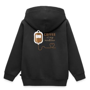 le café est mon médicament - Sweat Premium à capuche enfant bio - noir - Dos - AI Model Kid Male (0cm)