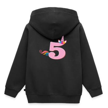 5ème anniversaire Licorne - Sweat Premium à capuche enfant bio - noir - Dos - AI Model Kid Male (0cm)
