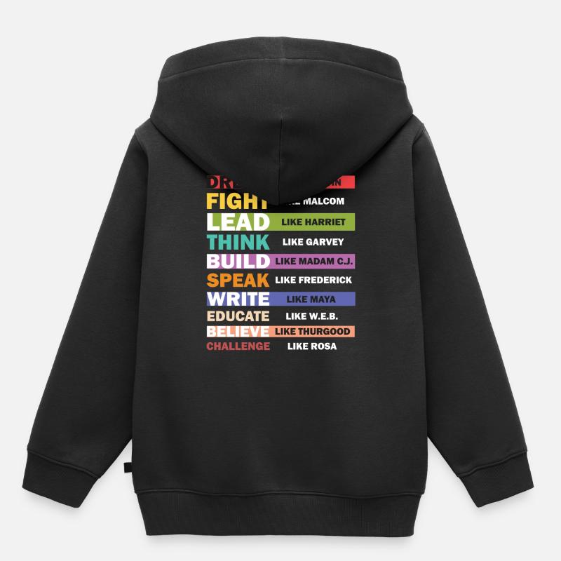 Black Lives Matter - Conception de texte Black Leaders - Sweat Premium à capuche enfant bio - noir