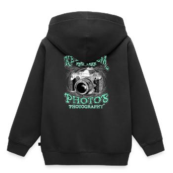 Photographie photo photographe appareil photo - Sweat Premium à capuche enfant bio - noir - Dos - AI Model Kid Male (0cm)