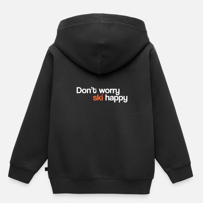 Ne t'inquiète pas Ski Happy - Sweat Premium à capuche enfant bio - noir
