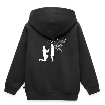 Fiançailles - Sweat Premium à capuche enfant bio - noir - Dos - AI Model Kid Male (0cm)