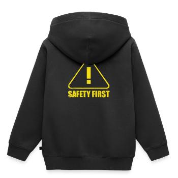Panneau d'avertissement de sécurité, point d'exclamation - Sweat Premium à capuche enfant bio - noir - Dos - AI Model Kid Male (0cm)
