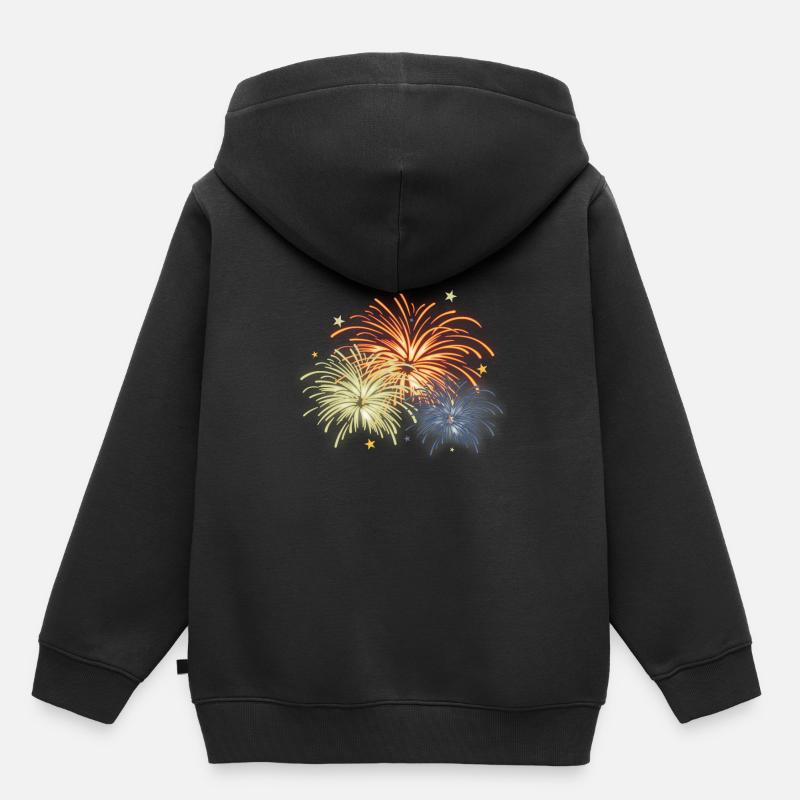 Cadeau de feu d'artifice du Nouvel An - Sweat Premium à capuche enfant bio - noir
