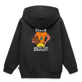 Entraîneur entraîneur - Sweat Premium à capuche enfant bio - noir - Dos - AI Model Kid Male (0cm)