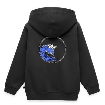 Origami Boat - Origami Schiff - Kinder Premium Organic Hoodie - Schwarz - Hinten - AI Model Kid Male (0cm)