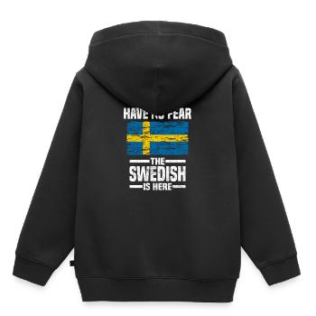 Suède Suède Suédois Cadeau Pour La Suède - Sweat Premium à capuche enfant bio - noir - Dos - AI Model Kid Male (0cm)