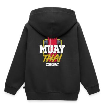 Muay Thai - Kids Premium Organic Hoodie - black - Back - AI Model Kid Male (0cm)