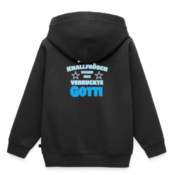 Schweiz Schweizer Gotti Patenkind Taufe Geschenk - Kinder Premium Organic Hoodie - Schwarz - Hinten - AI Model Kid Male (0cm)