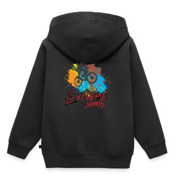 VTT vélo de montagne sport extrême - Sweat Premium à capuche enfant bio - noir - Dos - AI Model Kid Male (0cm)
