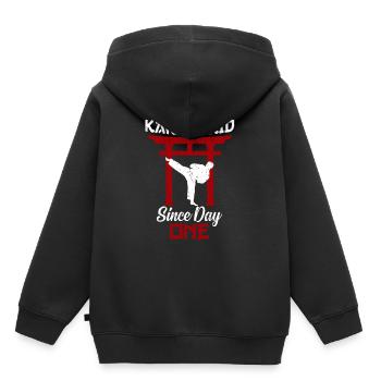 combattants Karate Kids - Sweat Premium à capuche enfant bio - noir - Dos - AI Model Kid Male (0cm)