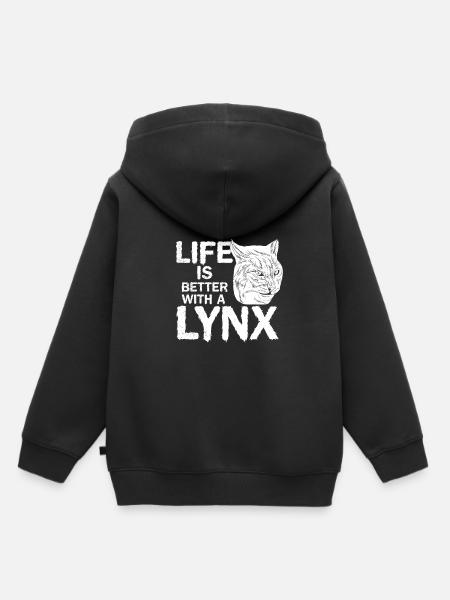 Luchs Leben Tier - Kinder Premium Organic Hoodie - Schwarz