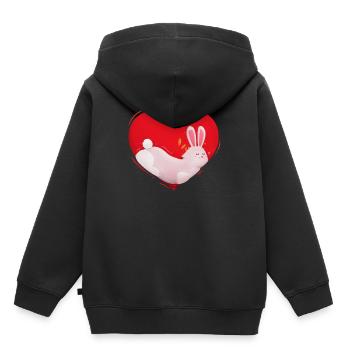 Lapin Lapin Lapin Amour Coeur Cadeau Pour Animaux Domestiques - Sweat Premium à capuche enfant bio - noir - Dos - AI Model Kid Male (0cm)
