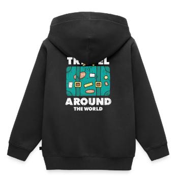 Travel world traveler - Kids Premium Organic Hoodie - black - Back - AI Model Kid Male (0cm)