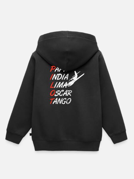 Pilot - Kinder Premium Organic Hoodie - Schwarz