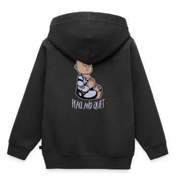 Calme et paix Moench - Sweat Premium à capuche enfant bio - noir - Dos - AI Model Kid Male (0cm)