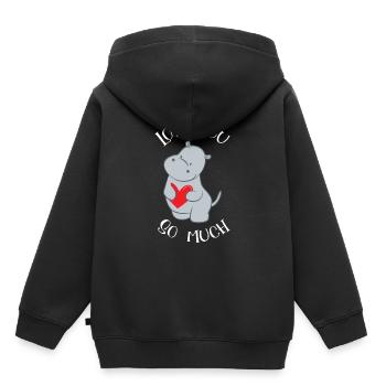 Flusspferd – Hippopotamus - Hippo - Ich liebe Dich - Kinder Premium Organic Hoodie - Schwarz - Hinten - AI Model Kid Male (0cm)