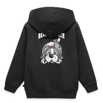 BEARDED COLLIE Border Collie Rough Collies Sheltie - Sweat Premium à capuche enfant bio - noir - Dos - AI Model Kid Male (0cm)