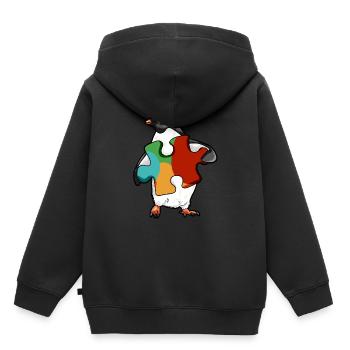 Puzzle Piece penguin Pinguin Autismus Spektrum - Kinder Premium Organic Hoodie - Schwarz - Hinten - AI Model Kid Male (0cm)
