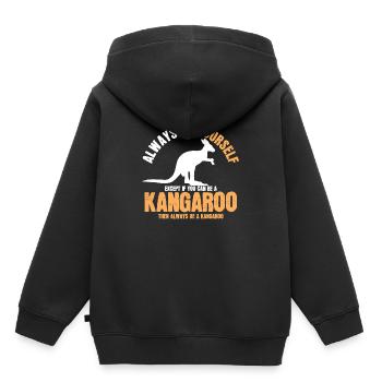 Kangaroo - Kinder Premium Organic Hoodie - Schwarz - Hinten - AI Model Kid Male (0cm)