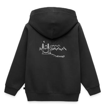Blijf zoeken - Natuur, kamperen, kano, bos, outdor - Kinder Premium hoodie biologisch - zwart - Achter - AI Model Kid Male (0cm)