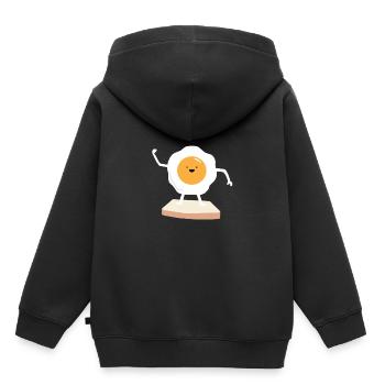 Fried egg Ei Spiegelei Toast Protein - Kinder Premium Organic Hoodie - Schwarz - Hinten - AI Model Kid Male (0cm)