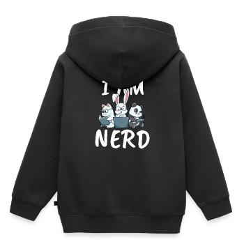 Nerd Read Video Game Internet Rabbit Cat Panda - Kids Premium Organic Hoodie - black - Back - AI Model Kid Male (0cm)