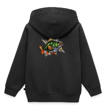 Angler T-shirt - Barsch - Raubfisch Angeln - Kinder Premium Organic Hoodie - Schwarz - Hinten - AI Model Kid Male (0cm)