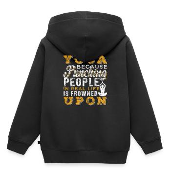 yoga - Sweat Premium à capuche enfant bio - noir - Dos - AI Model Kid Male (0cm)