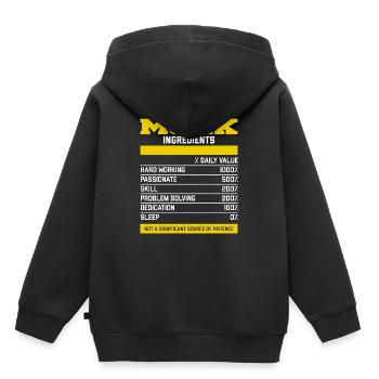 Nice Monk Ingredients T-Shirt - Kids Premium Organic Hoodie - black - Back - AI Model Kid Male (0cm)