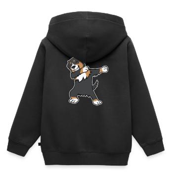 Cadeau de danse pour chien de montagne bernois - Sweat Premium à capuche enfant bio - noir - Dos - AI Model Kid Male (0cm)