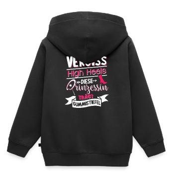 This princess wears rubber boots - Kids Premium Organic Hoodie - black - Back - AI Model Kid Male (0cm)