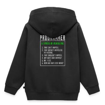 Étapes de débogage programmeur - Sweat Premium à capuche enfant bio - noir - Dos - AI Model Kid Male (0cm)