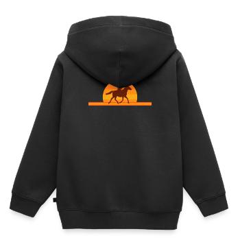 Reiten Reiten - Kinder Premium Organic Hoodie - Schwarz - Hinten - AI Model Kid Male (0cm)