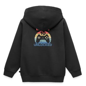 Chemise Débloquée Niveau 10 Chemise 10ème Anniversaire - Sweat Premium à capuche enfant bio - noir - Dos - AI Model Kid Male (0cm)