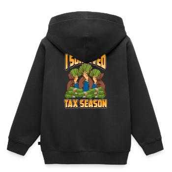 Drôle de comptabilité j'ai survécu comptable de la saison des impôts - Sweat Premium à capuche enfant bio - noir - Dos - AI Model Kid Male (0cm)