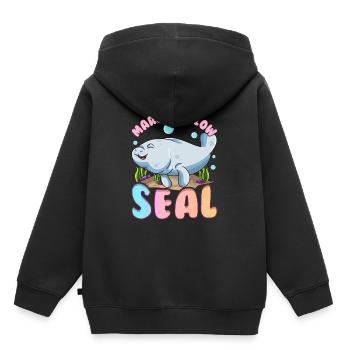 Lamantins mignons et drôles de l'océan de guimauve - Sweat Premium à capuche enfant bio - noir - Dos - AI Model Kid Male (0cm)