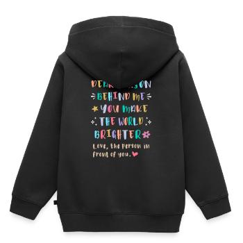 Répandez la gentillesse derrière vous - Sweat Premium à capuche enfant bio - noir - Dos - AI Model Kid Male (0cm)