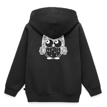 Eule - Kinder Premium Organic Hoodie - Schwarz - Hinten - AI Model Kid Male (0cm)