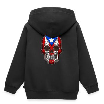 Puerto Rico Sugar Skull - Dia De Los Muertos - Kids Premium Organic Hoodie - black - Back - AI Model Kid Male (0cm)