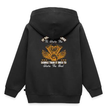 Motard motard Sort - Sweat Premium à capuche enfant bio - noir - Dos - AI Model Kid Male (0cm)