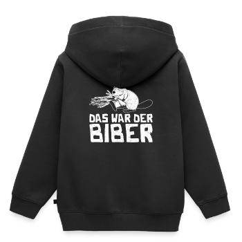 Biber Biberdamm Spruch - Kinder Premium Organic Hoodie - Schwarz - Hinten - AI Model Kid Male (0cm)