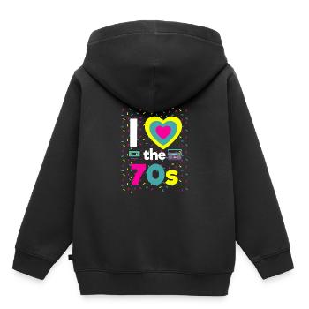 I Love the 70s Retro Mottoparty siebziger 70er - Kinder Premium Organic Hoodie - Schwarz - Hinten - AI Model Kid Male (0cm)
