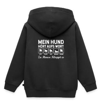 Hund Hunderasse Gehorchen Erziehung Sitz Platz Aus - Kinder Premium Organic Hoodie - Schwarz - Hinten - AI Model Kid Male (0cm)