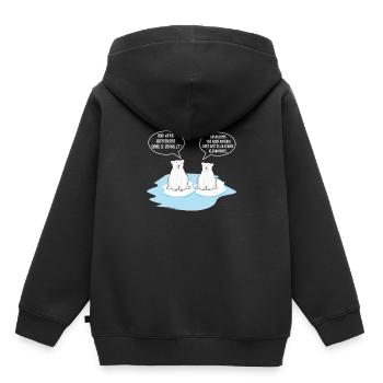 Klimawandel Eisbär Pinguin Spruch schmelzen - Kinder Premium Organic Hoodie - Schwarz - Hinten - AI Model Kid Male (0cm)