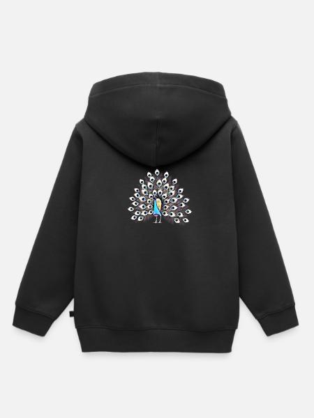 Pfau - Kinder Premium Organic Hoodie - Schwarz