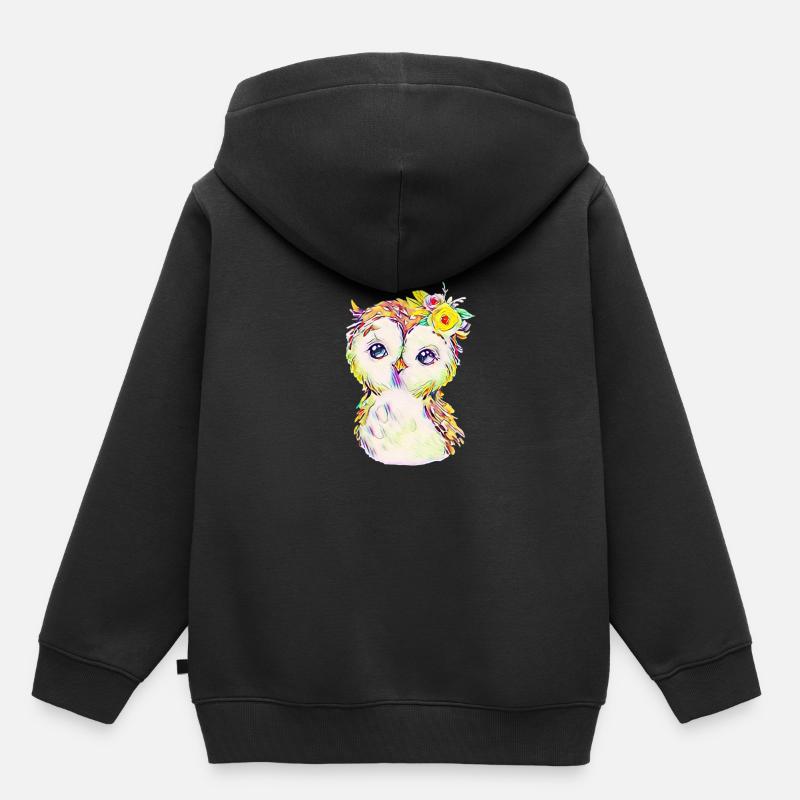 Eule - Kinder Premium Organic Hoodie - Schwarz