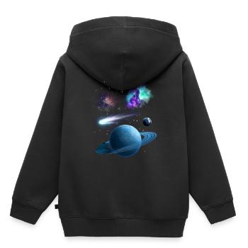 Univers - Sweat Premium à capuche enfant bio - noir - Dos - AI Model Kid Male (0cm)